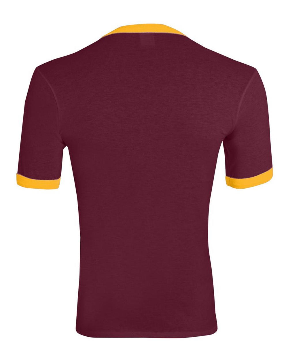 Unisex 50/50 Ringer T-Shirt - Back - B01334563 - Maroon/ Gold