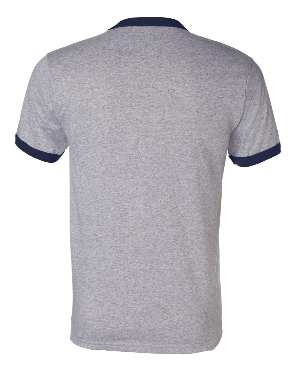 Unisex 50/50 Ringer T-Shirt - Back - B01334583 - Athletic Heather/ Navy