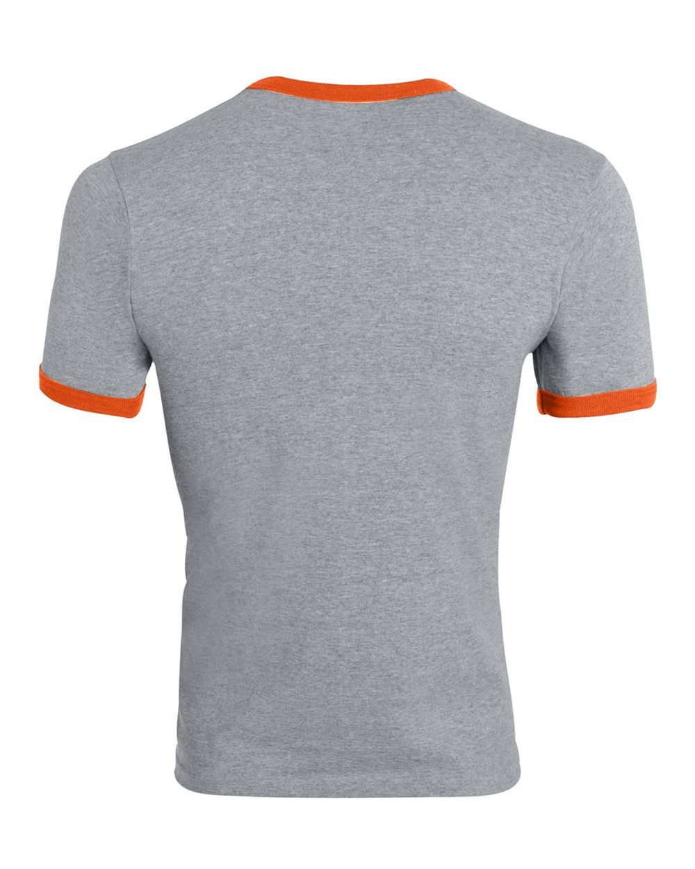 Unisex 50/50 Ringer T-Shirt - Back - B01334683 - Athletic Heather/ Orange