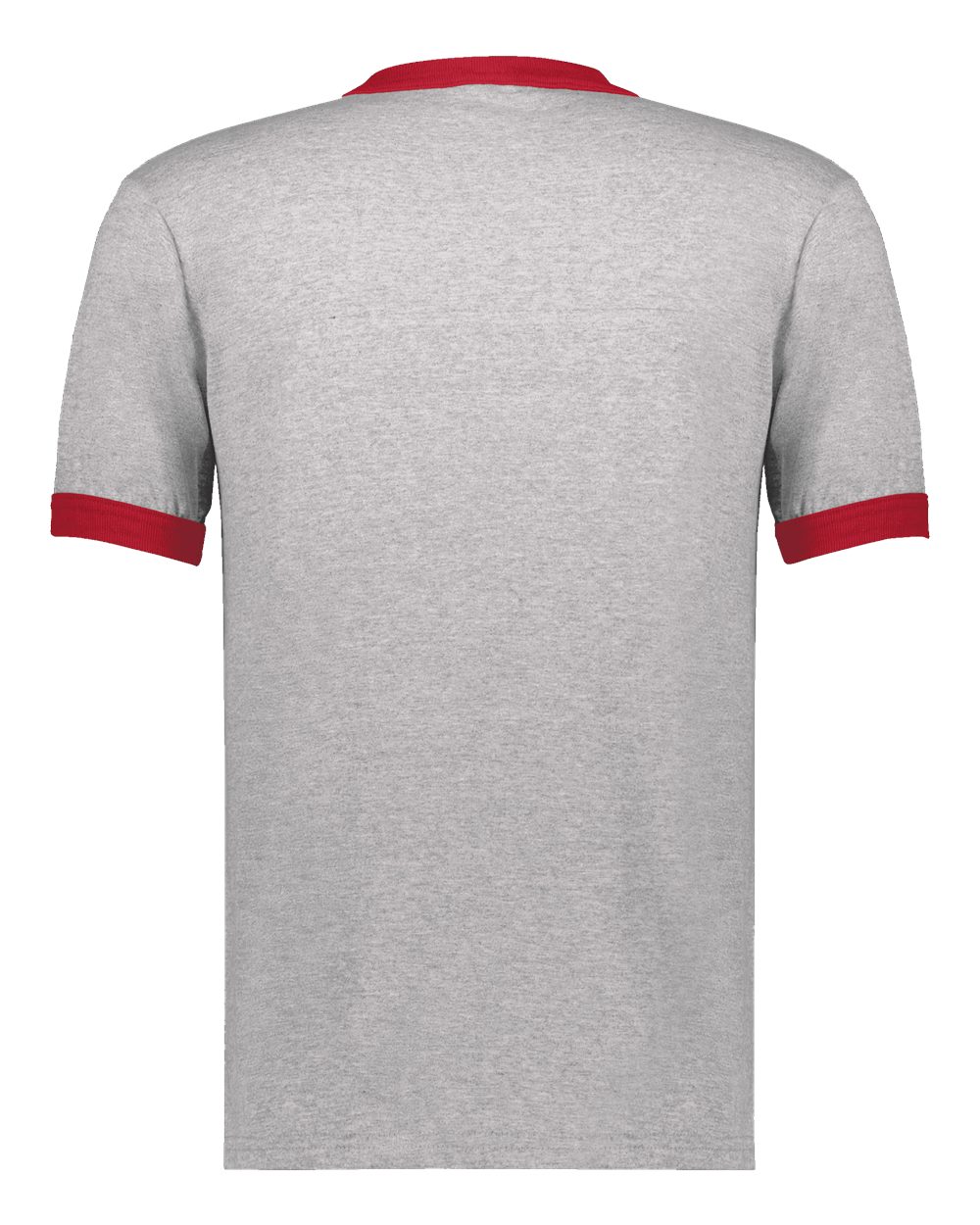 Unisex 50/50 Ringer T-Shirt - Back - B01334713 - Athletic Heather/ Red