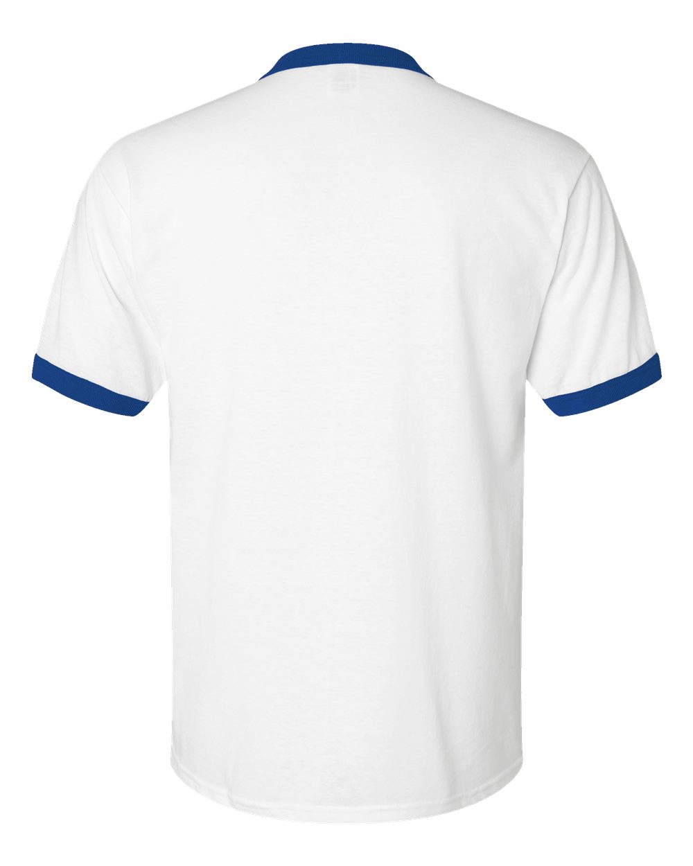 Unisex 50/50 Ringer T-Shirt - Back - B01334753 - White/ Royal