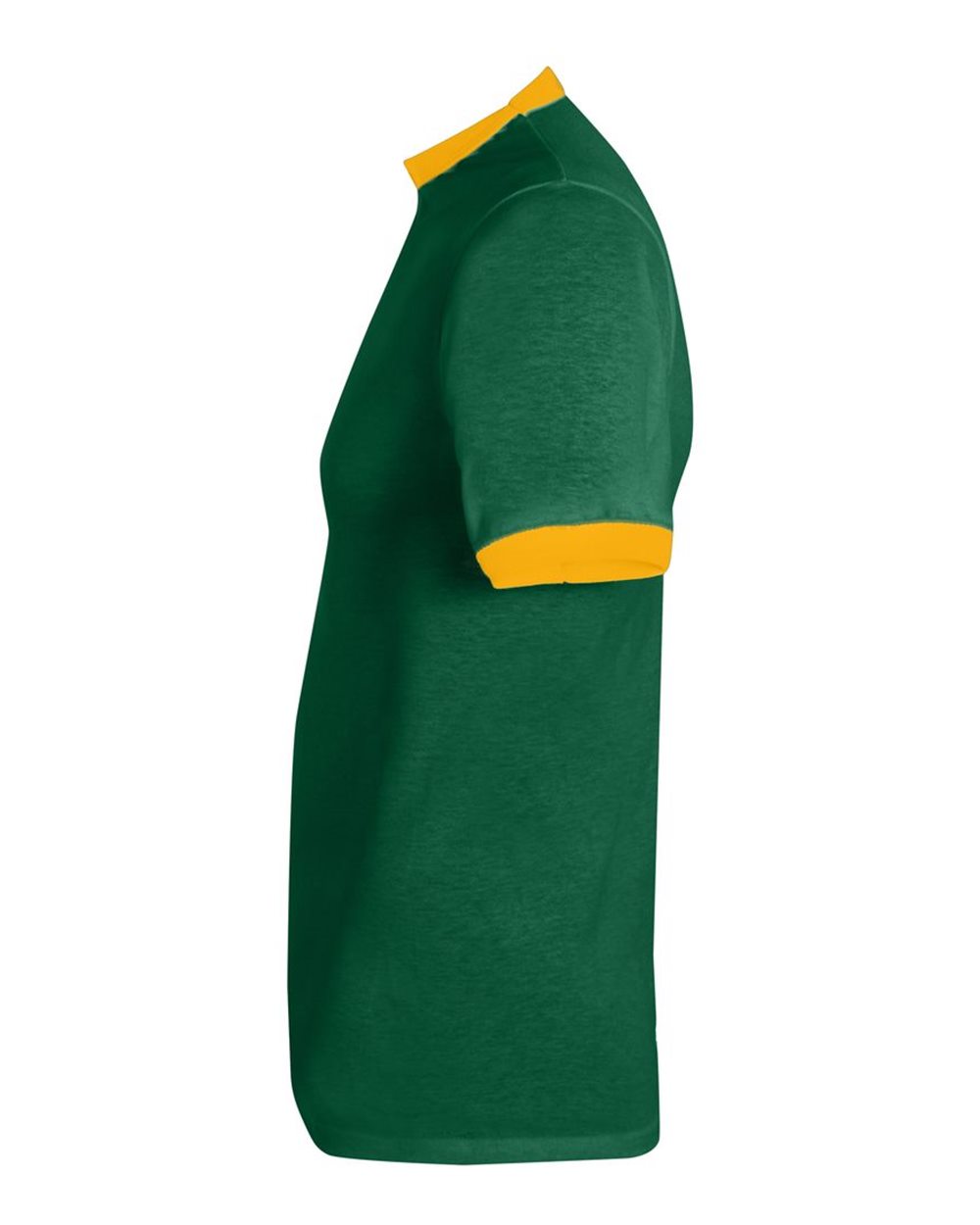 Unisex 50/50 Ringer T-Shirt - DirectSide - B01334193 - Dark Green/ Gold