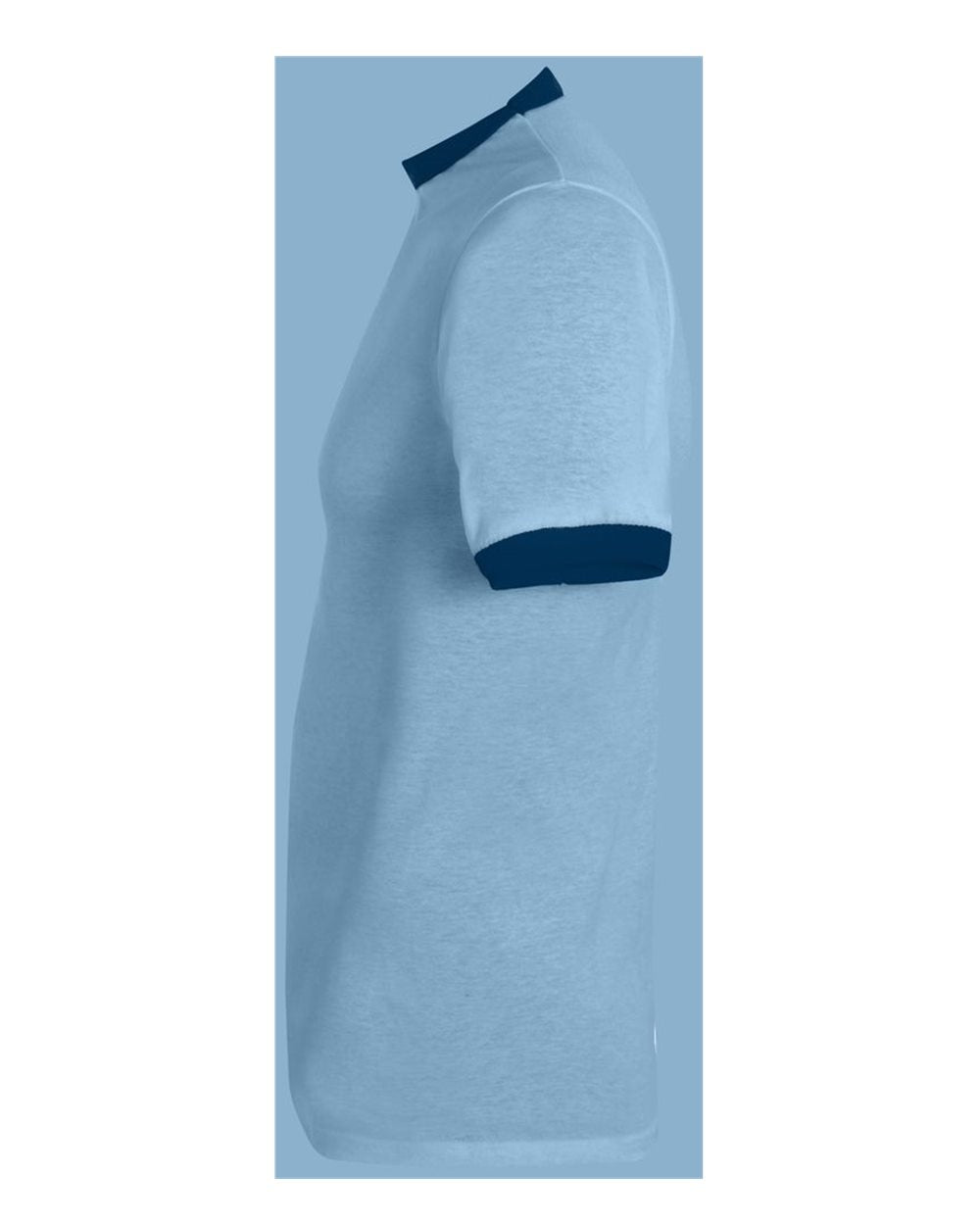 Unisex 50/50 Ringer T-Shirt - DirectSide - B01334253 - Light Blue/ Navy