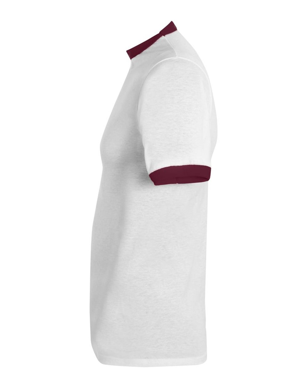 Unisex 50/50 Ringer T-Shirt - DirectSide - B01334553 - White/ Maroon