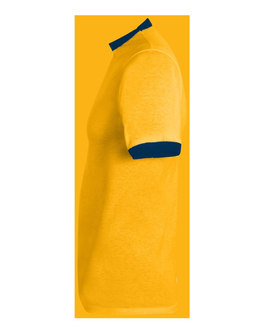 Unisex 50/50 Ringer T-Shirt - DirectSide - B01334643 - Gold/ Navy