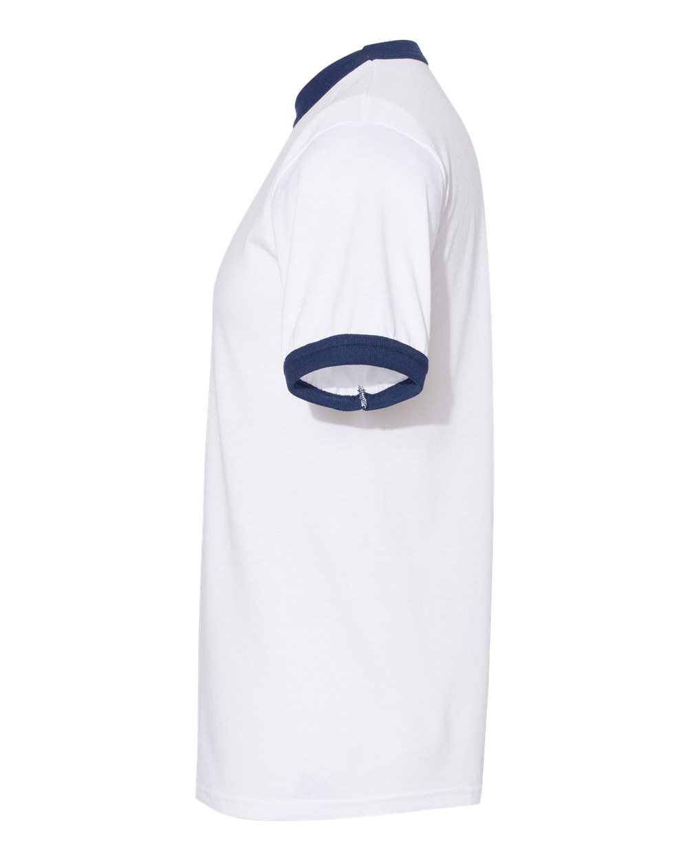 Unisex 50/50 Ringer T-Shirt - DirectSide - B01334653 - White/ Navy