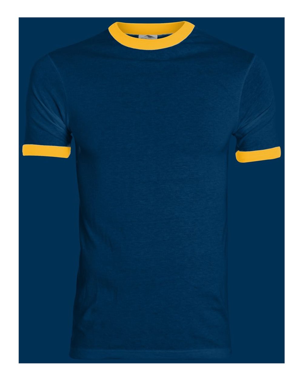 Unisex 50/50 Ringer T-Shirt - Front - B01334013 - Navy/ Gold
