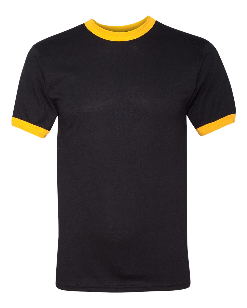 Unisex 50/50 Ringer T-Shirt - Front - B01334123 - Black/ Gold