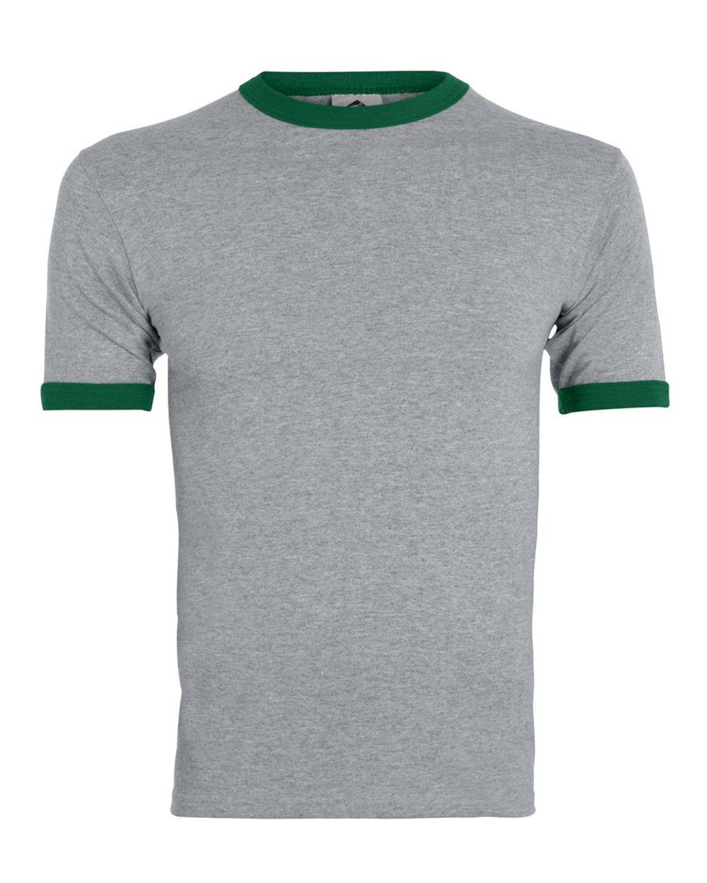 Unisex 50/50 Ringer T-Shirt - Front - B01334523 - Athletic Heather/ Dark Green