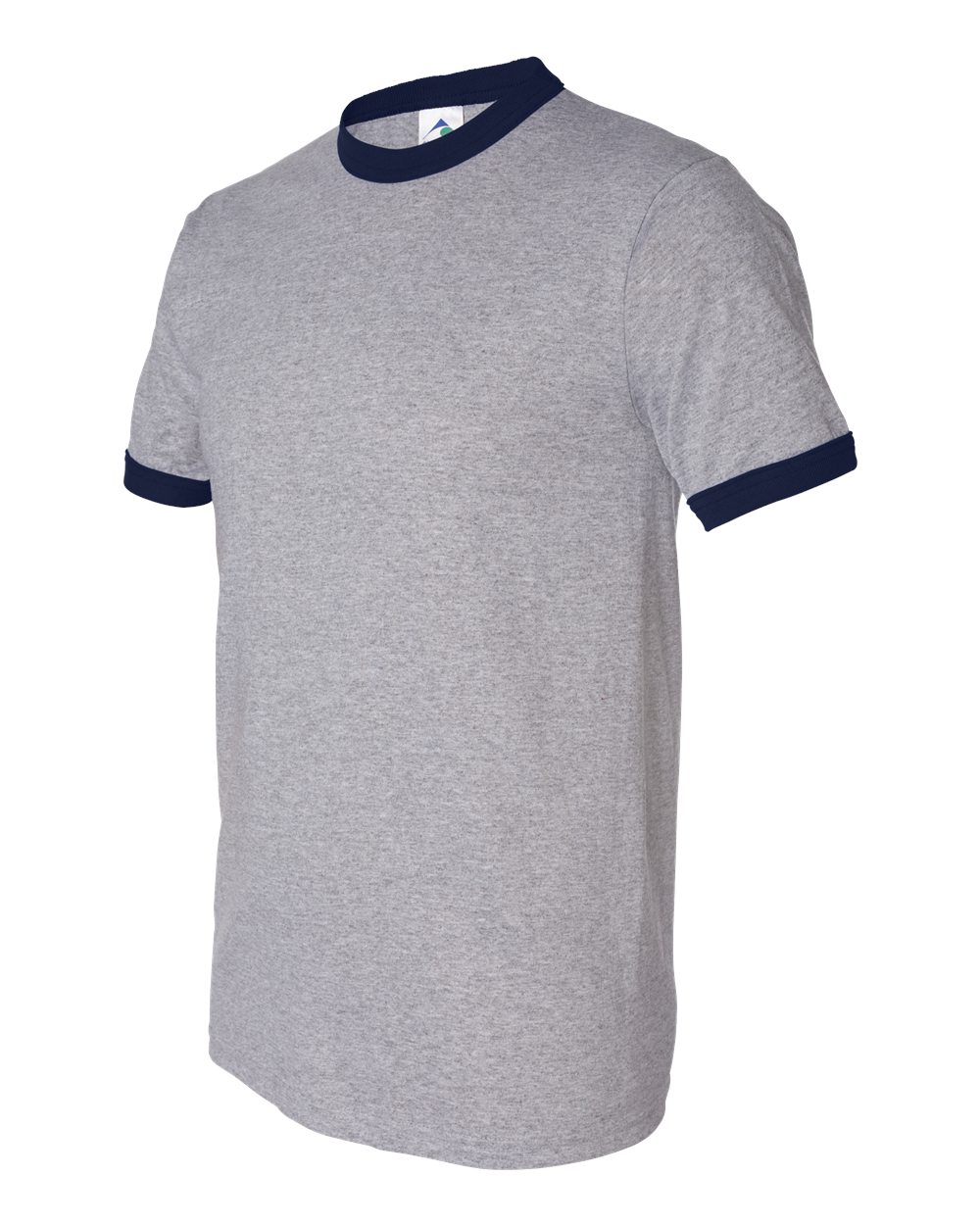 Unisex 50/50 Ringer T-Shirt - Front - B01334583 - Athletic Heather/ Navy