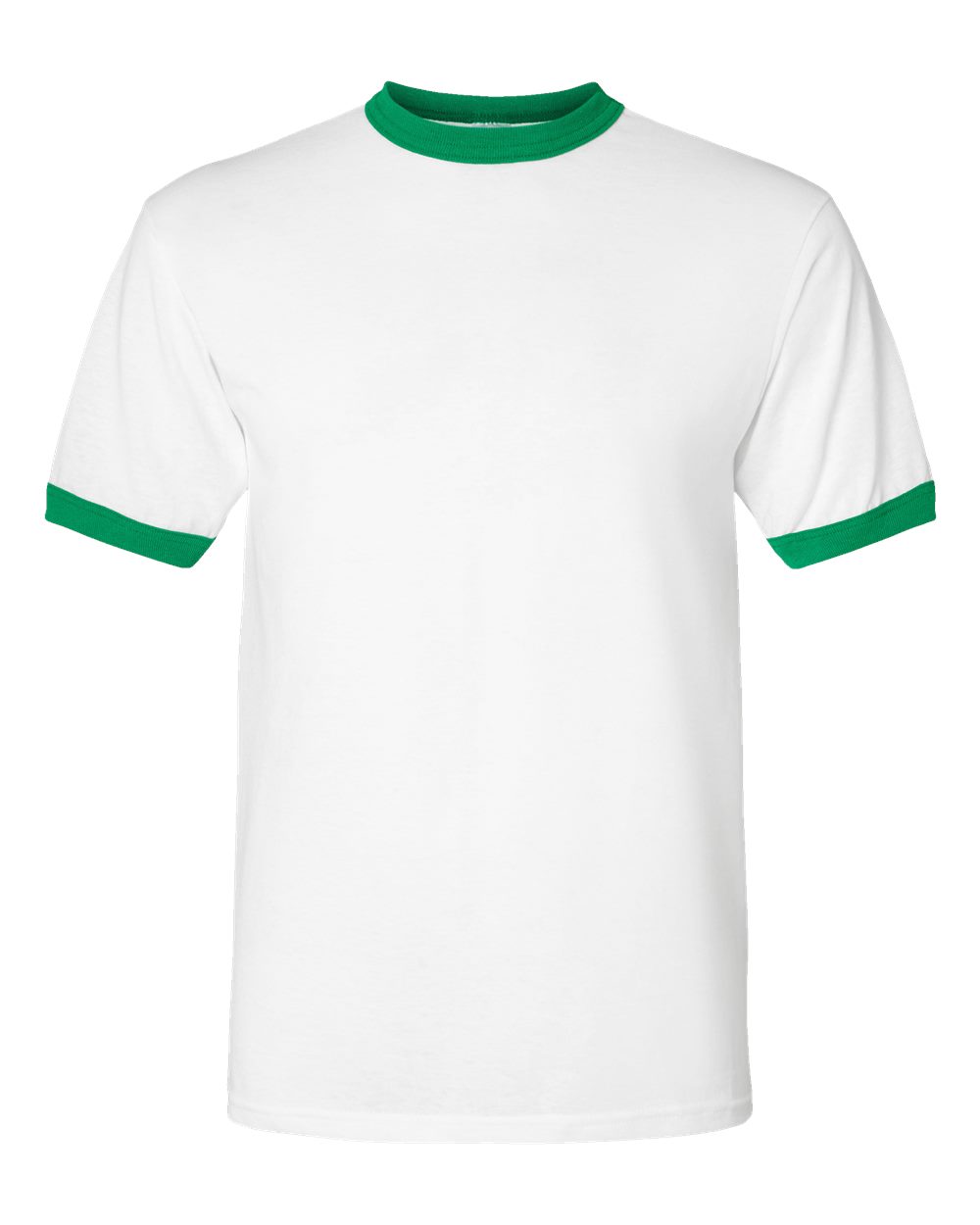 Unisex 50/50 Ringer T-Shirt - Front - B01334603 - White/ Kelly