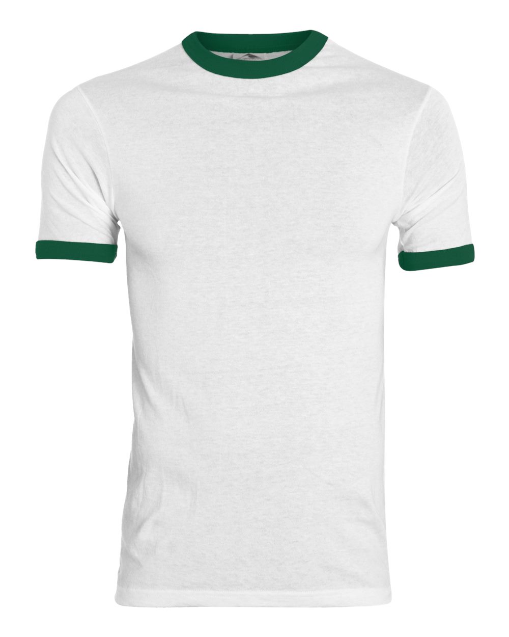 Unisex 50/50 Ringer T-Shirt - Front - B01334613 - White/ Dark Green