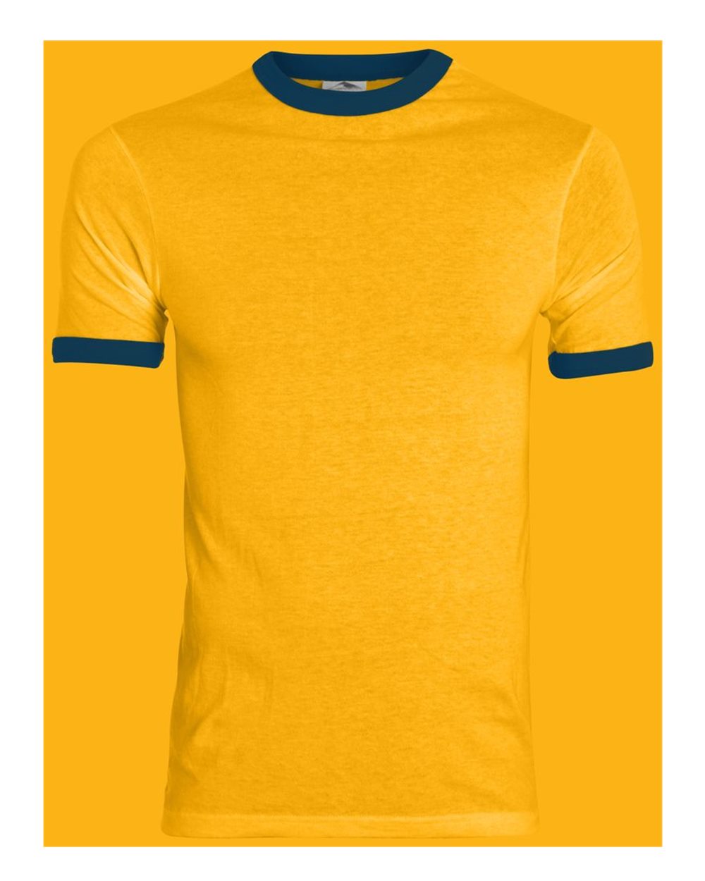 Unisex 50/50 Ringer T-Shirt - Front - B01334643 - Gold/ Navy