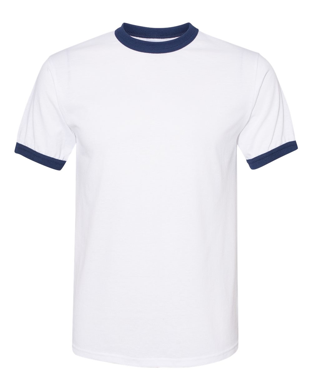 Unisex 50/50 Ringer T-Shirt - Front - B01334653 - White/ Navy