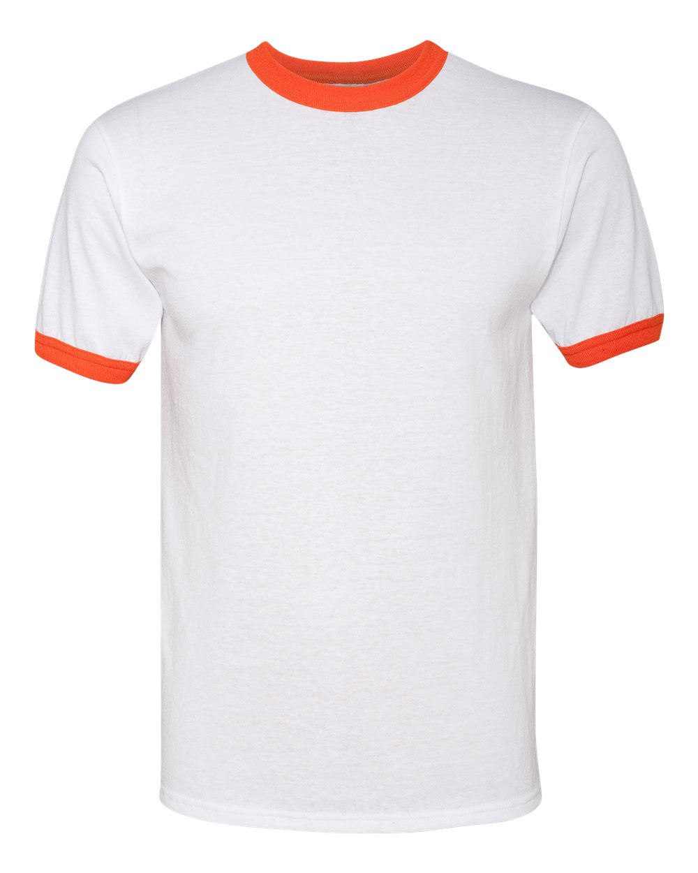 Unisex 50/50 Ringer T-Shirt - Front - B01334663 - White/ Orange