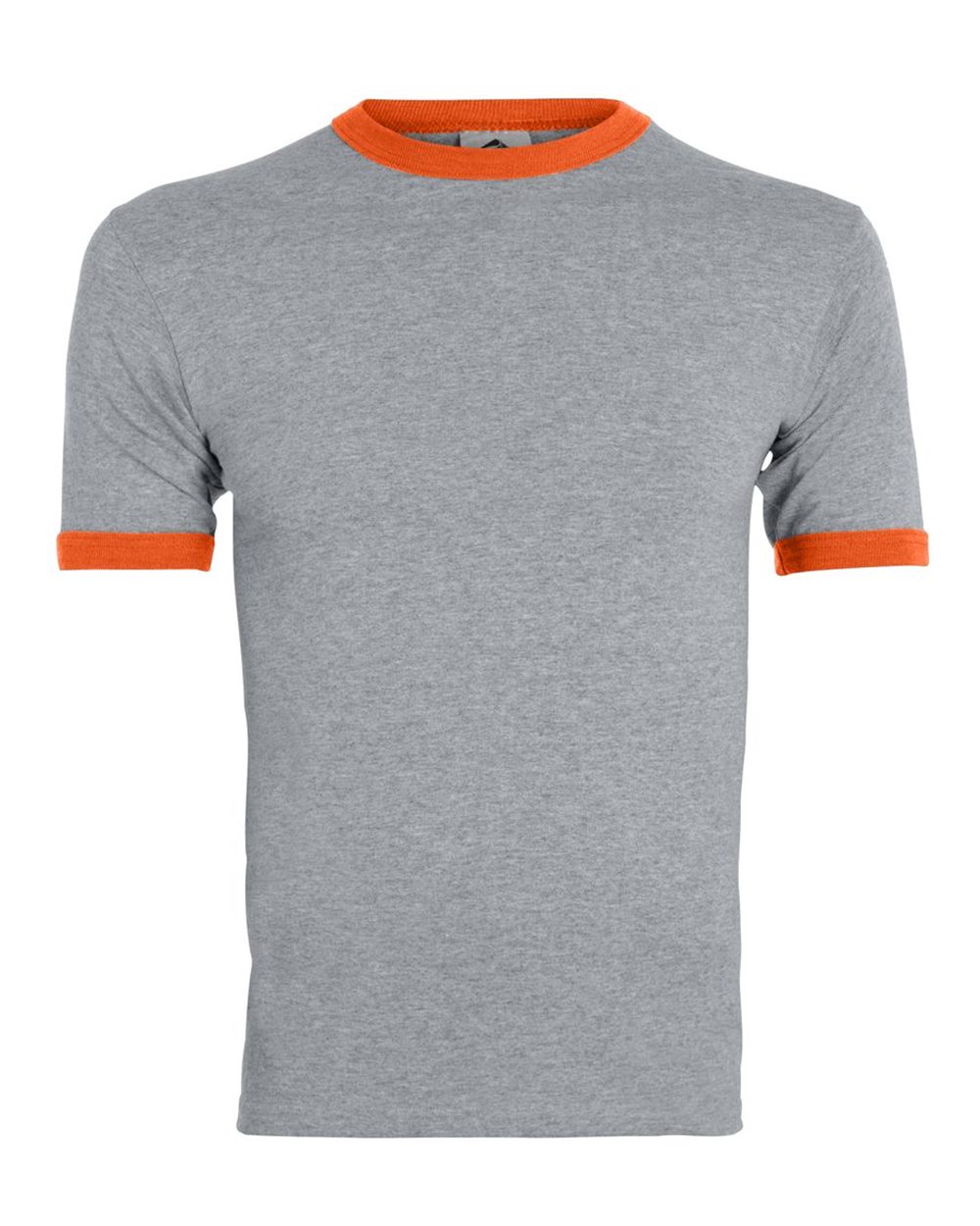 Unisex 50/50 Ringer T-Shirt - Front - B01334683 - Athletic Heather/ Orange