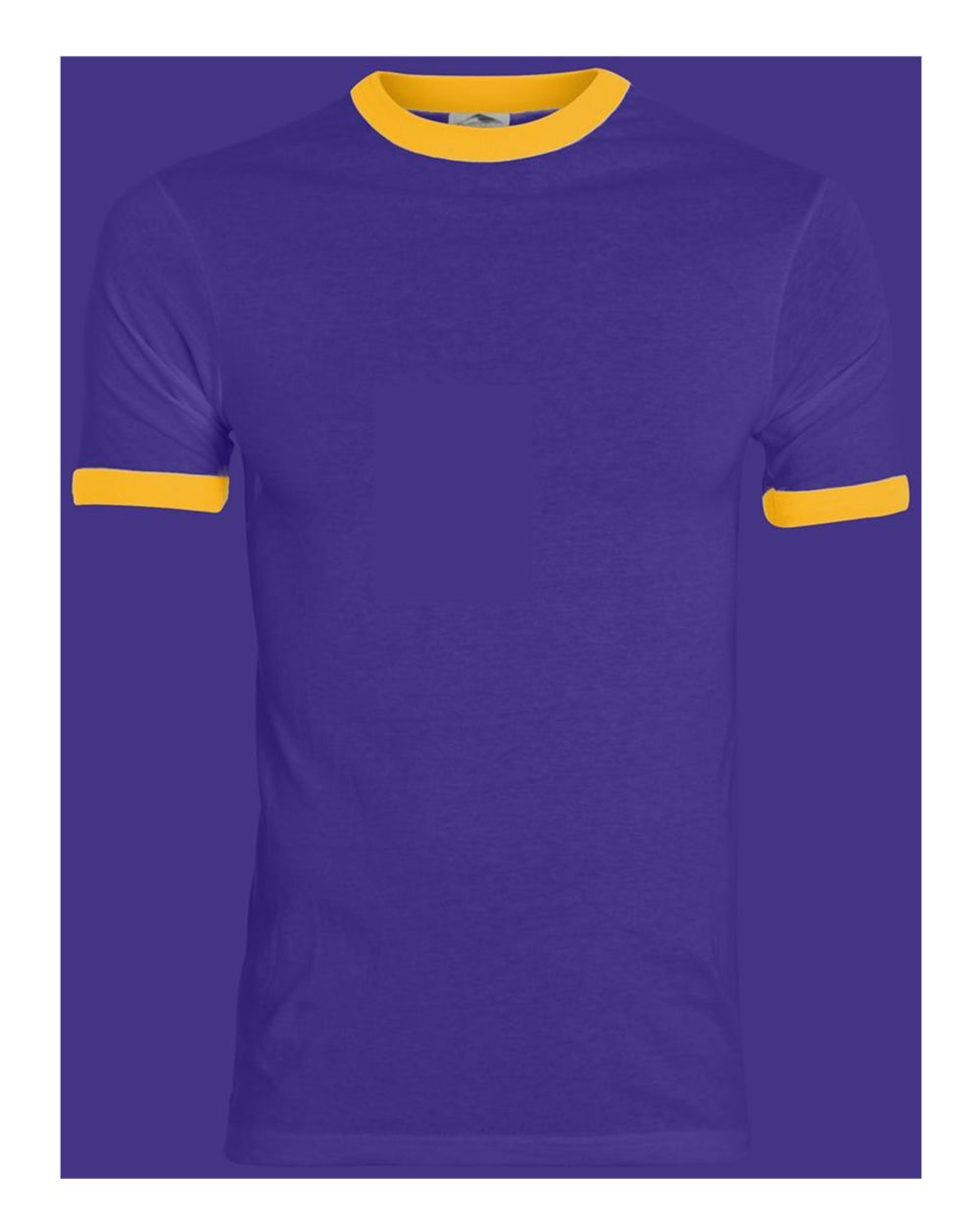 Unisex 50/50 Ringer T-Shirt - Front - B01334693 - Purple/ Gold
