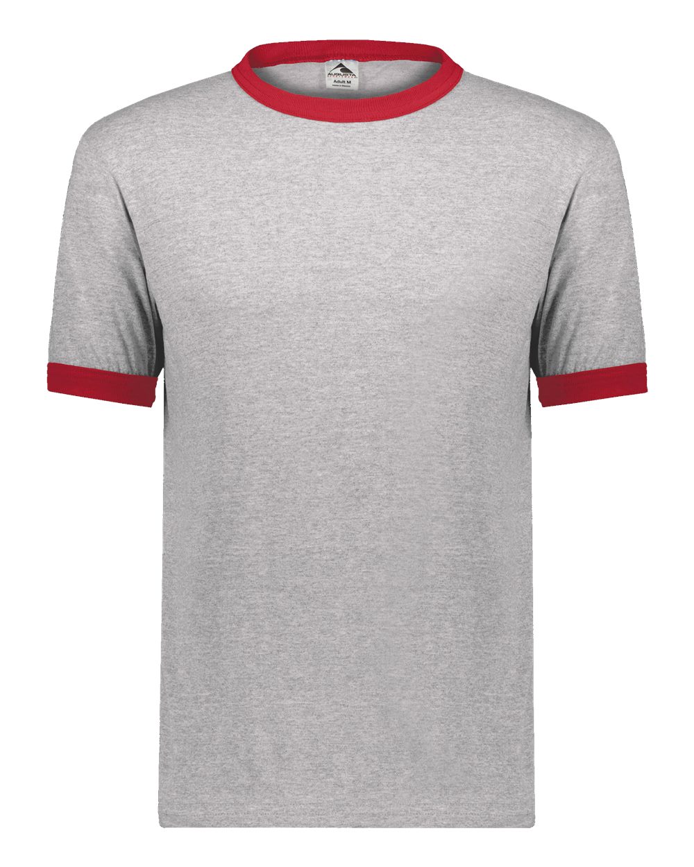 Unisex 50/50 Ringer T-Shirt - Front - B01334713 - Athletic Heather/ Red