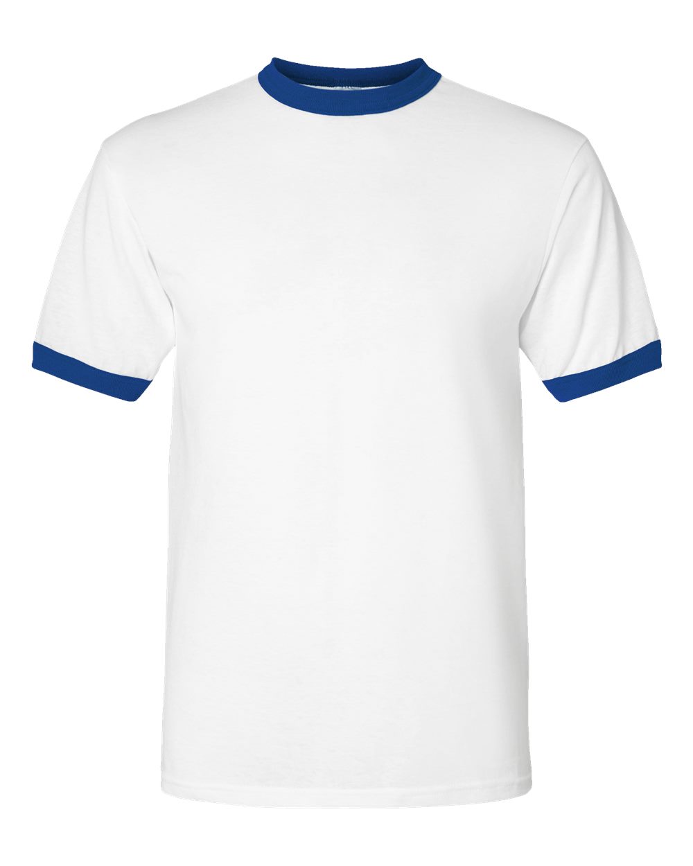 Unisex 50/50 Ringer T-Shirt - Front - B01334753 - White/ Royal