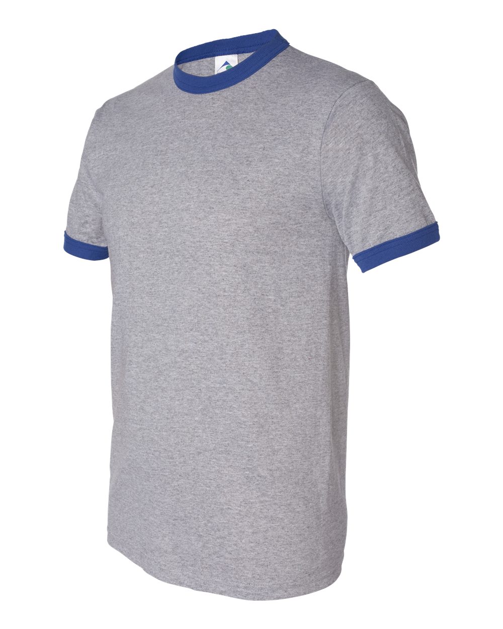 Unisex 50/50 Ringer T-Shirt - Front - B01334763 - Athletic Heather/ Royal