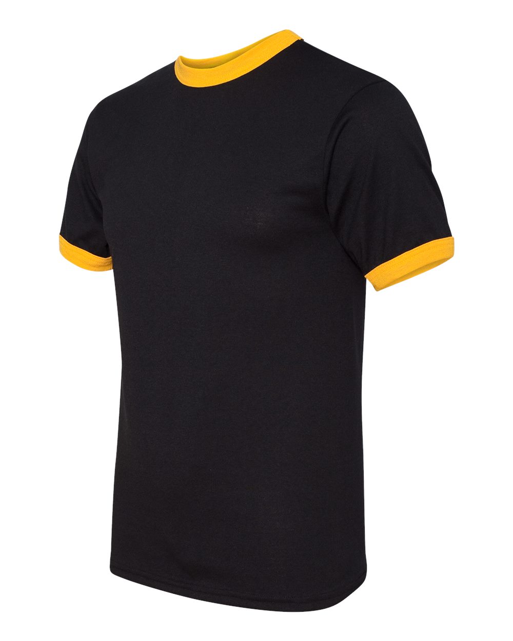 Unisex 50/50 Ringer T-Shirt - Side - B01334123 - Black/ Gold