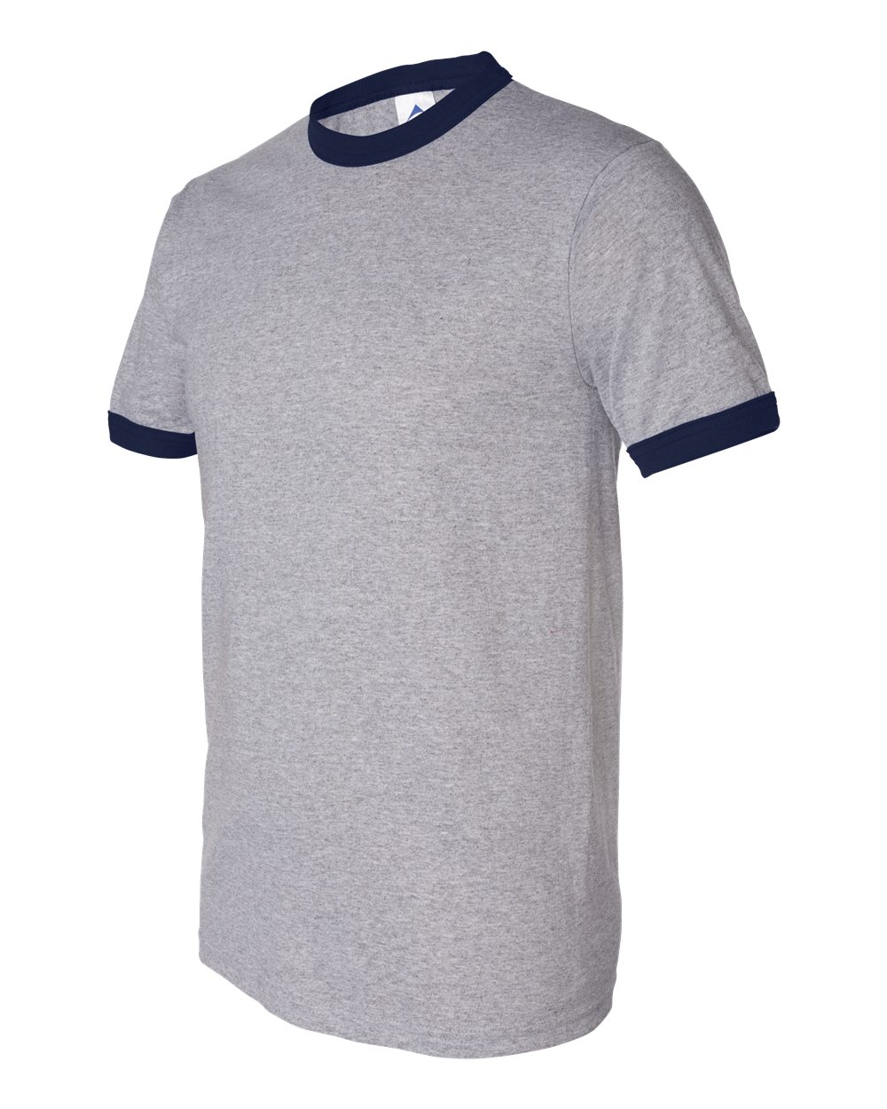 Unisex 50/50 Ringer T-Shirt - Side - B01334583 - Athletic Heather/ Navy