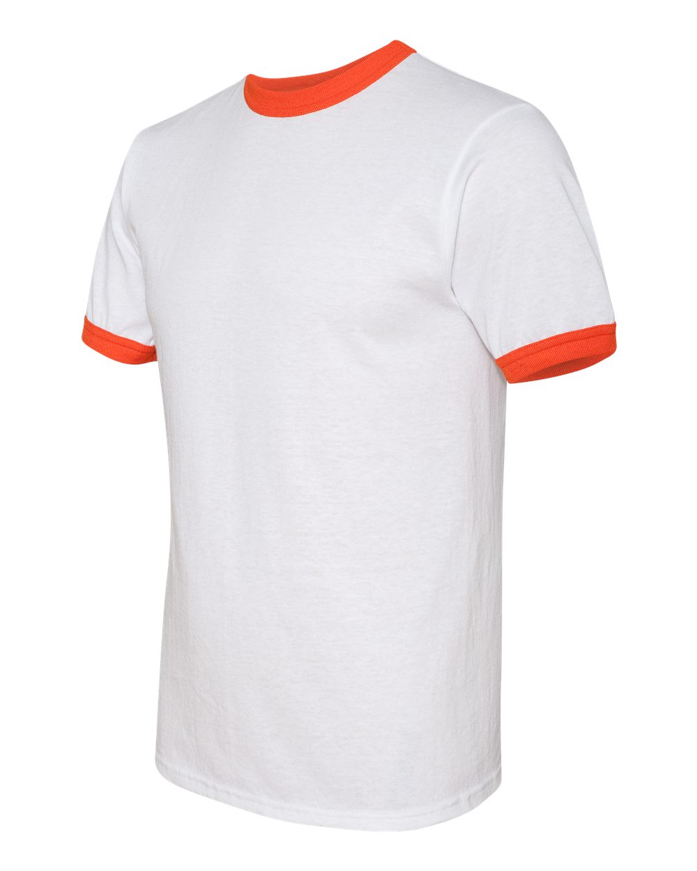 Unisex 50/50 Ringer T-Shirt - Side - B01334663 - White/ Orange