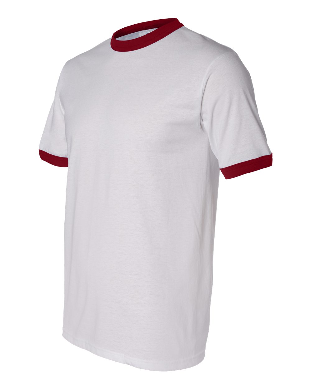 Unisex 50/50 Ringer T-Shirt - Side - B01334703 - White/ Red