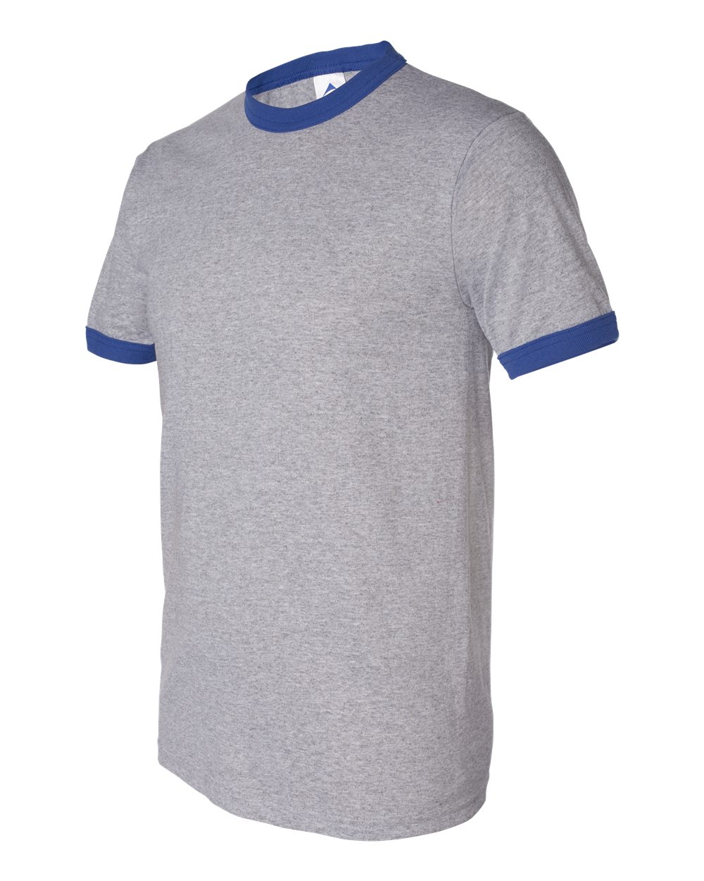 Unisex 50/50 Ringer T-Shirt - Side - B01334763 - Athletic Heather/ Royal