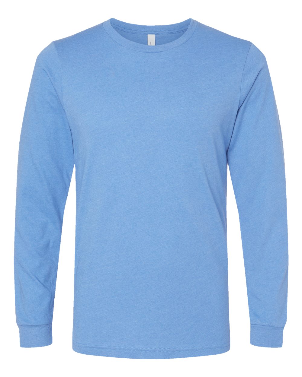 Heather CVC Long Sleeve Tee - Front - B02906022 - Heather Carolina Blue