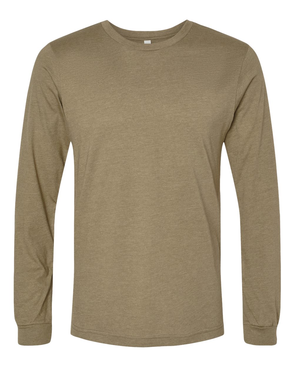 Heather CVC Long Sleeve Tee - Front - B02906082 - Heather Olive