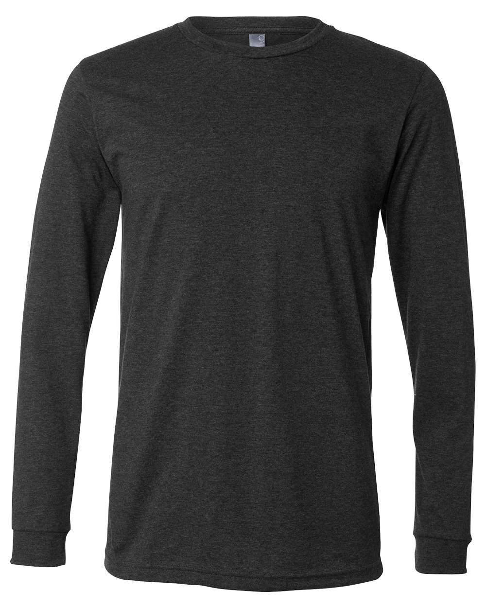 Heather CVC Long Sleeve Tee - Front - B02906092 - Dark Grey Heather