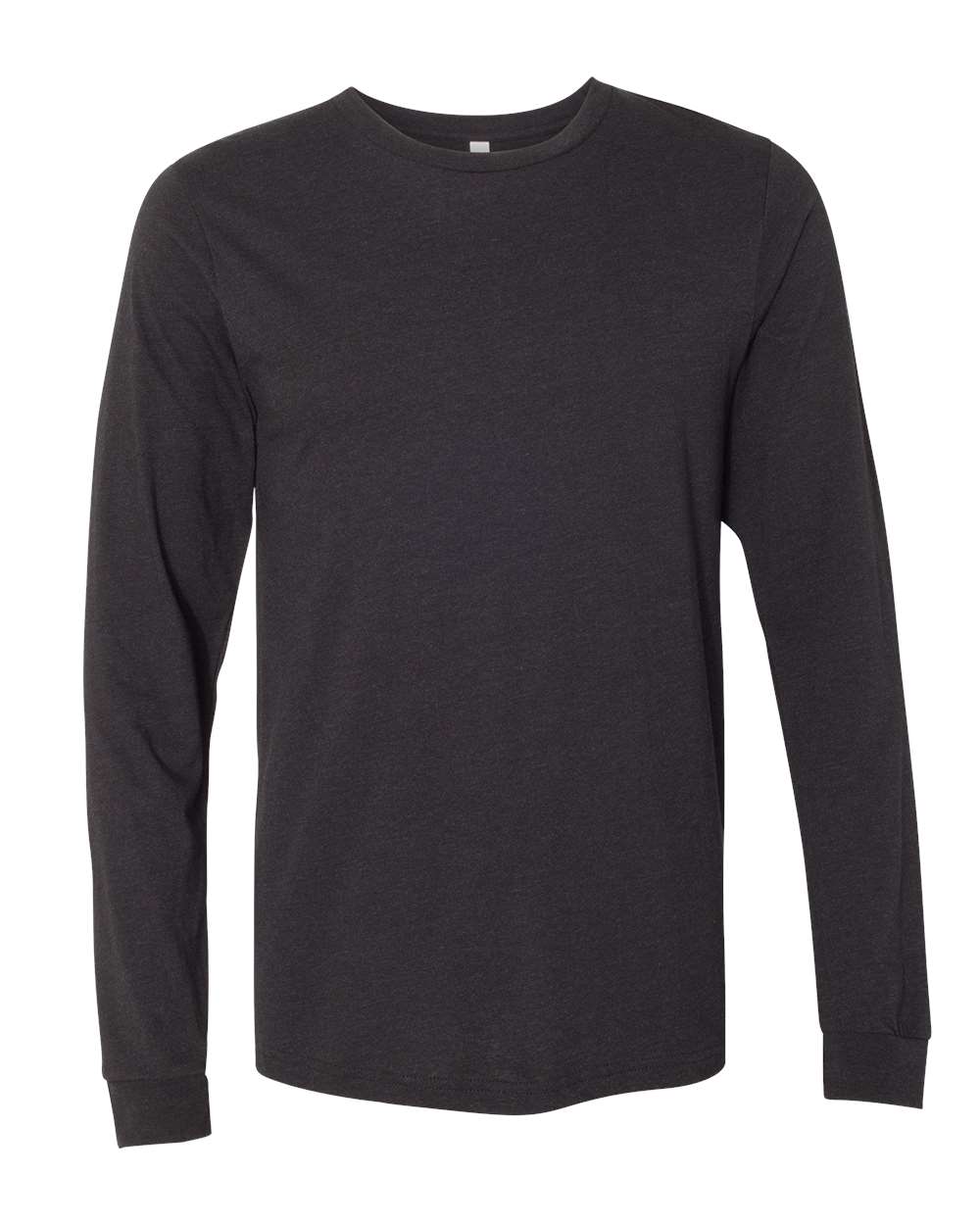 Heather CVC Long Sleeve Tee - Front - B02906102 - Black Heather