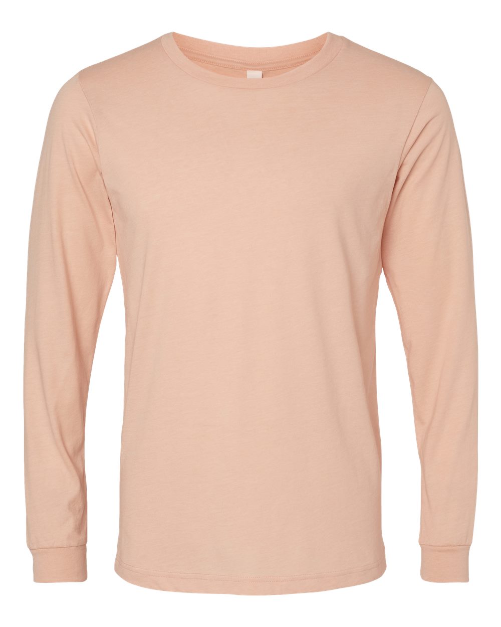 Heather CVC Long Sleeve Tee - Front - B02906112 - Heather Peach