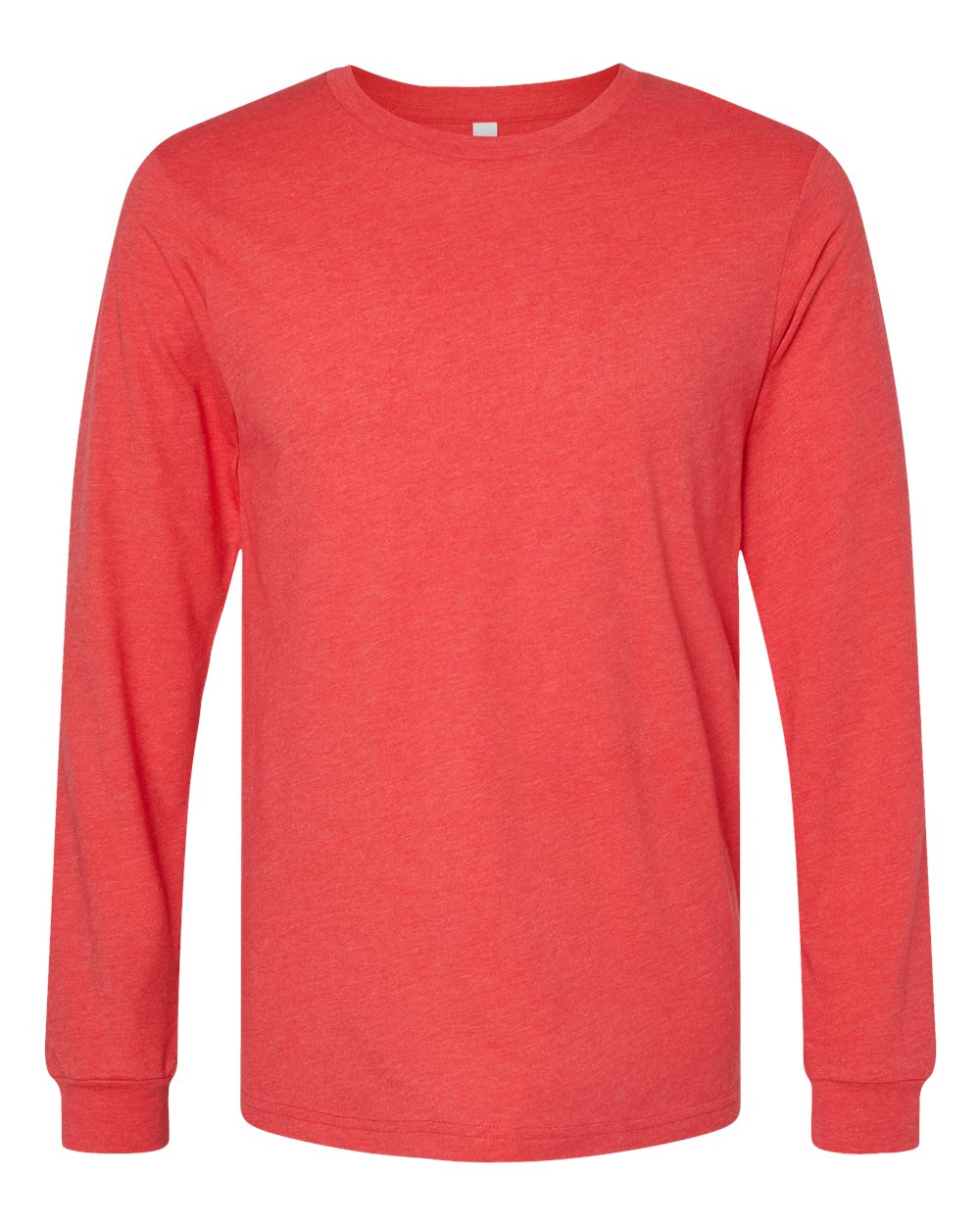 Heather CVC Long Sleeve Tee - Front - B02906122 - Heather Red