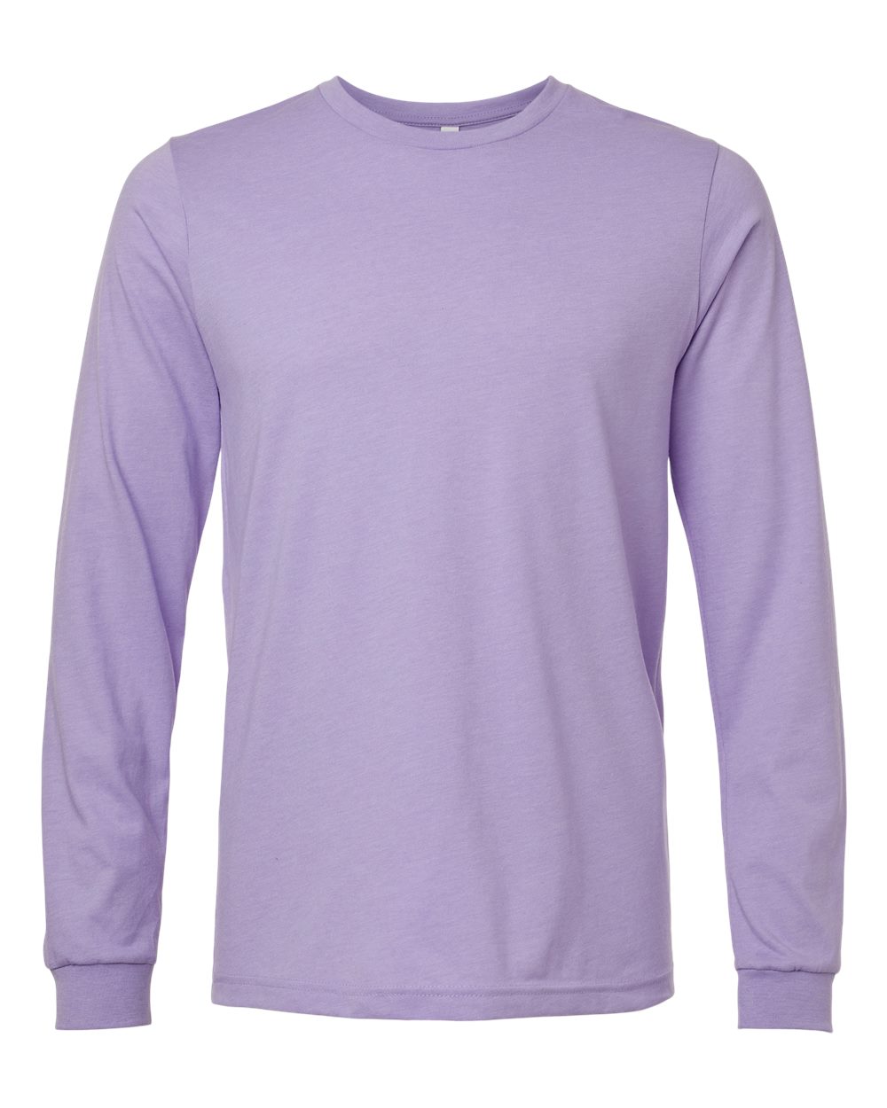Heather CVC Long Sleeve Tee - Front - B02906142 - Heather Dark Lavender