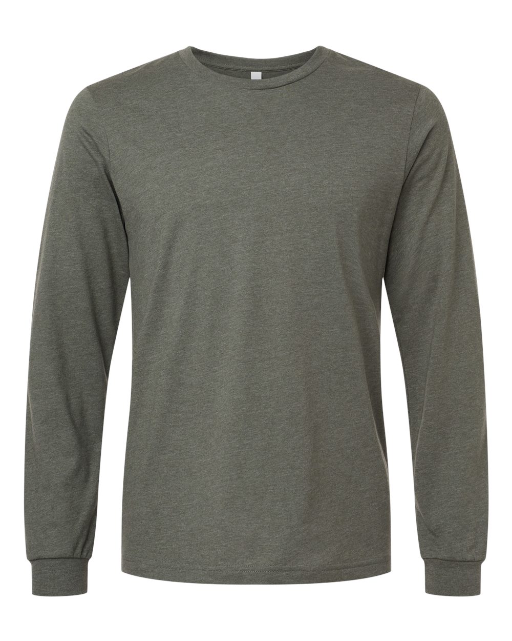 Heather CVC Long Sleeve Tee - Front - B02906152 - Heather Military Green