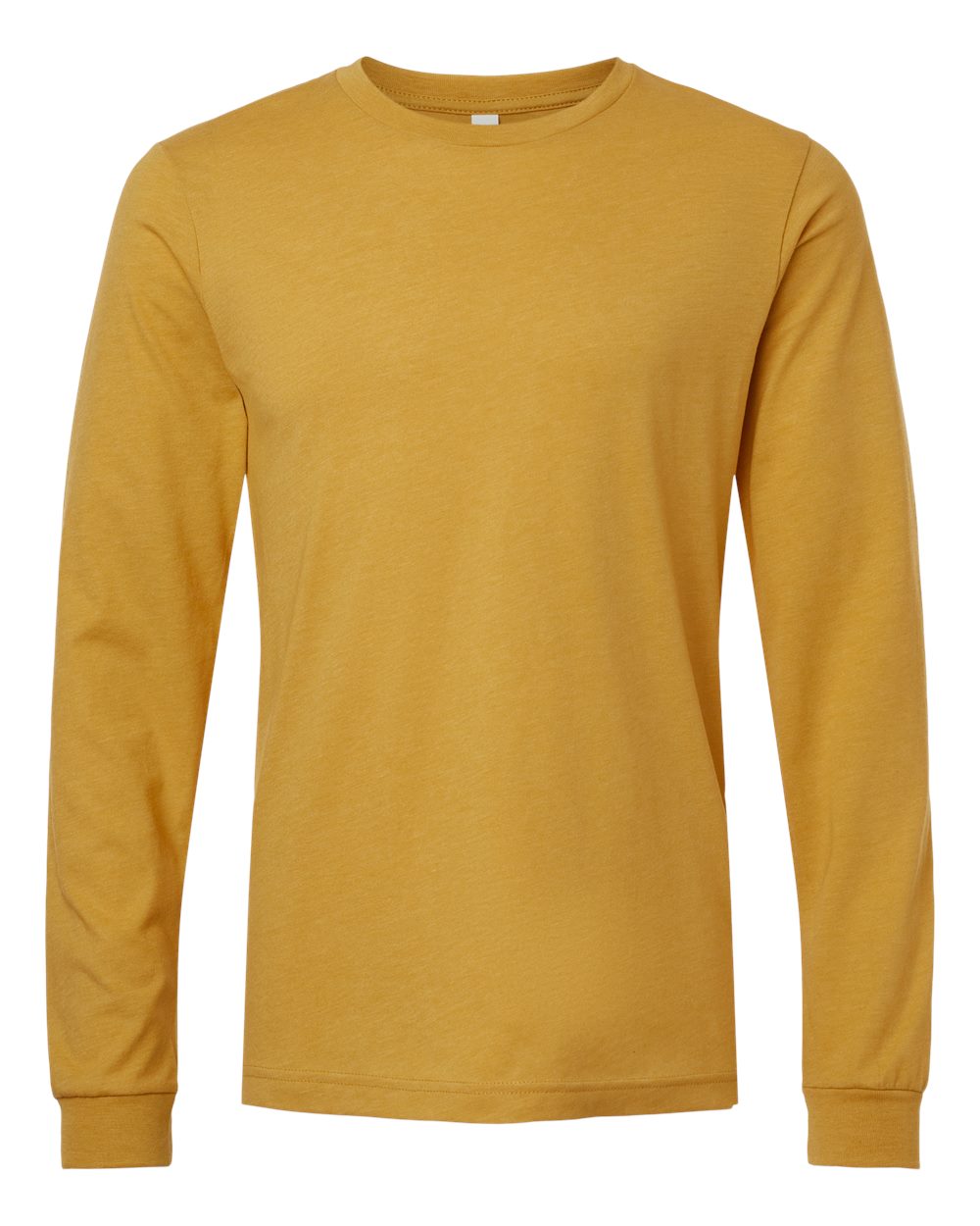 Heather CVC Long Sleeve Tee - Front - B02906162 - Heather Mustard