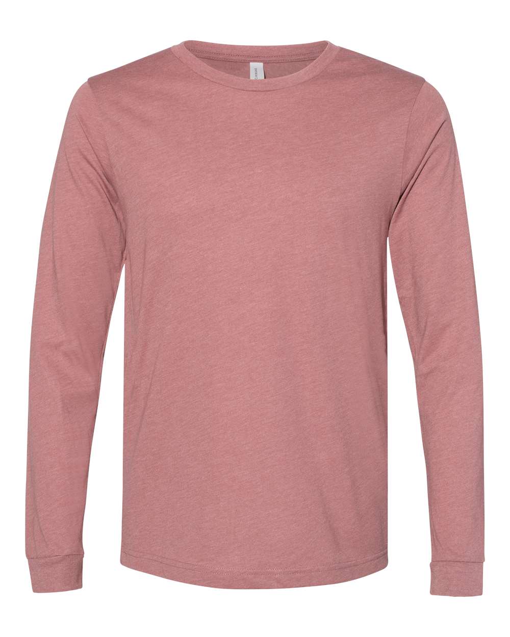 Heather CVC Long Sleeve Tee - Front - B02906272 - Heather Mauve