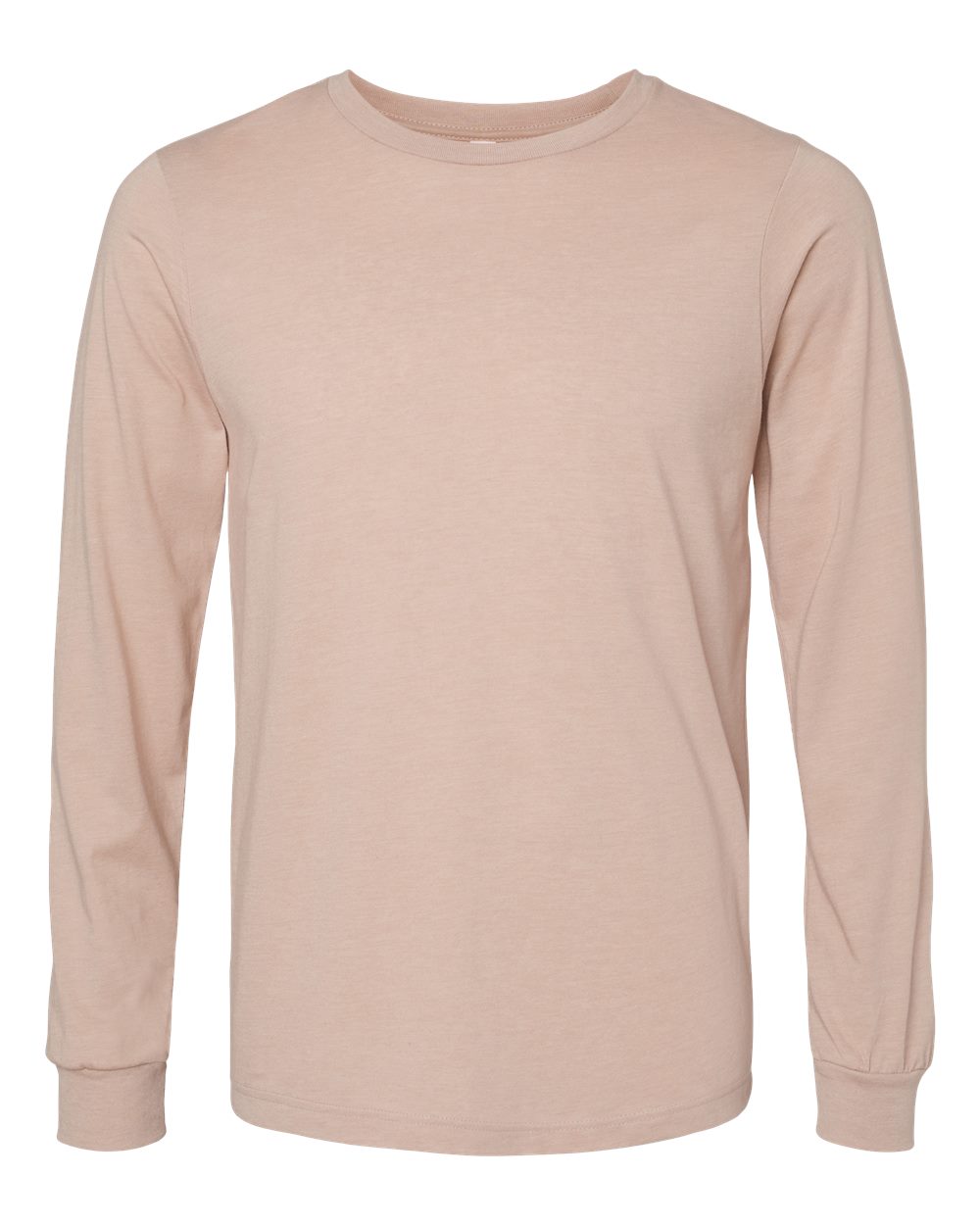 Heather CVC Long Sleeve Tee - Front - B02906302 - Heather Pink Gravel