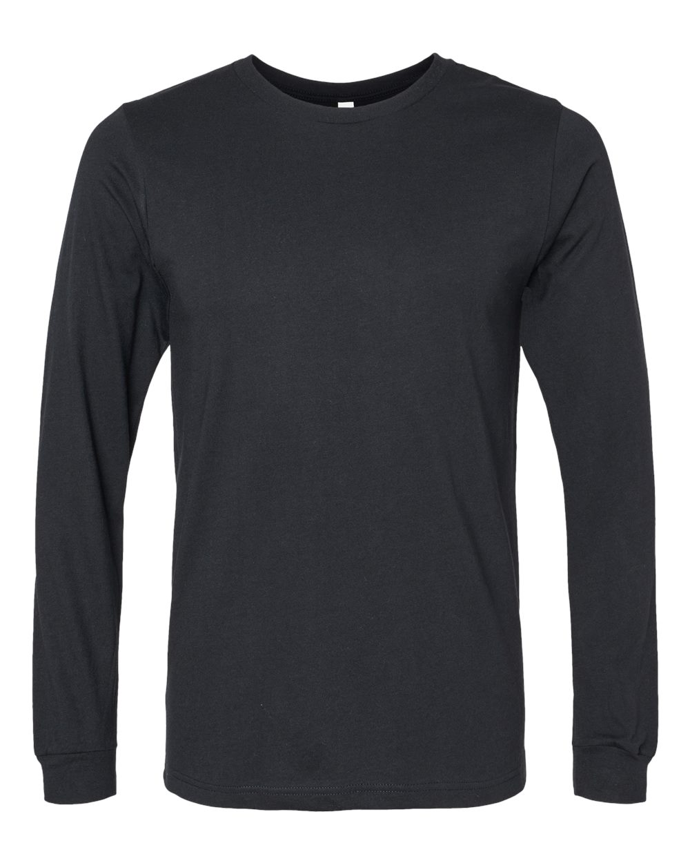 Heather CVC Long Sleeve Tee - Front - B02906512 - Solid Black Blend