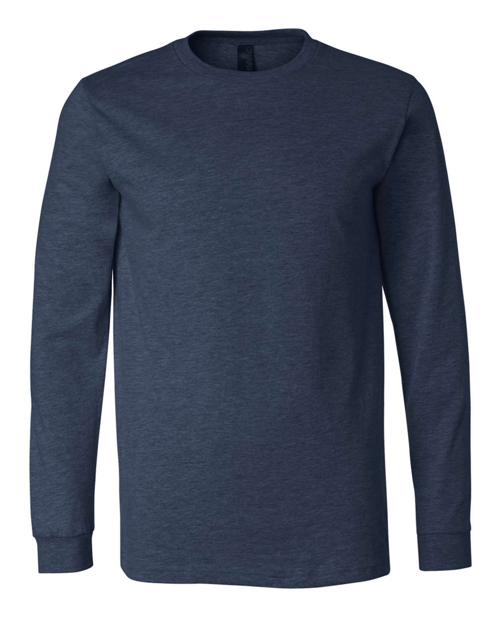 Heather CVC Long Sleeve Tee - Front - B02906652 - Heather Navy