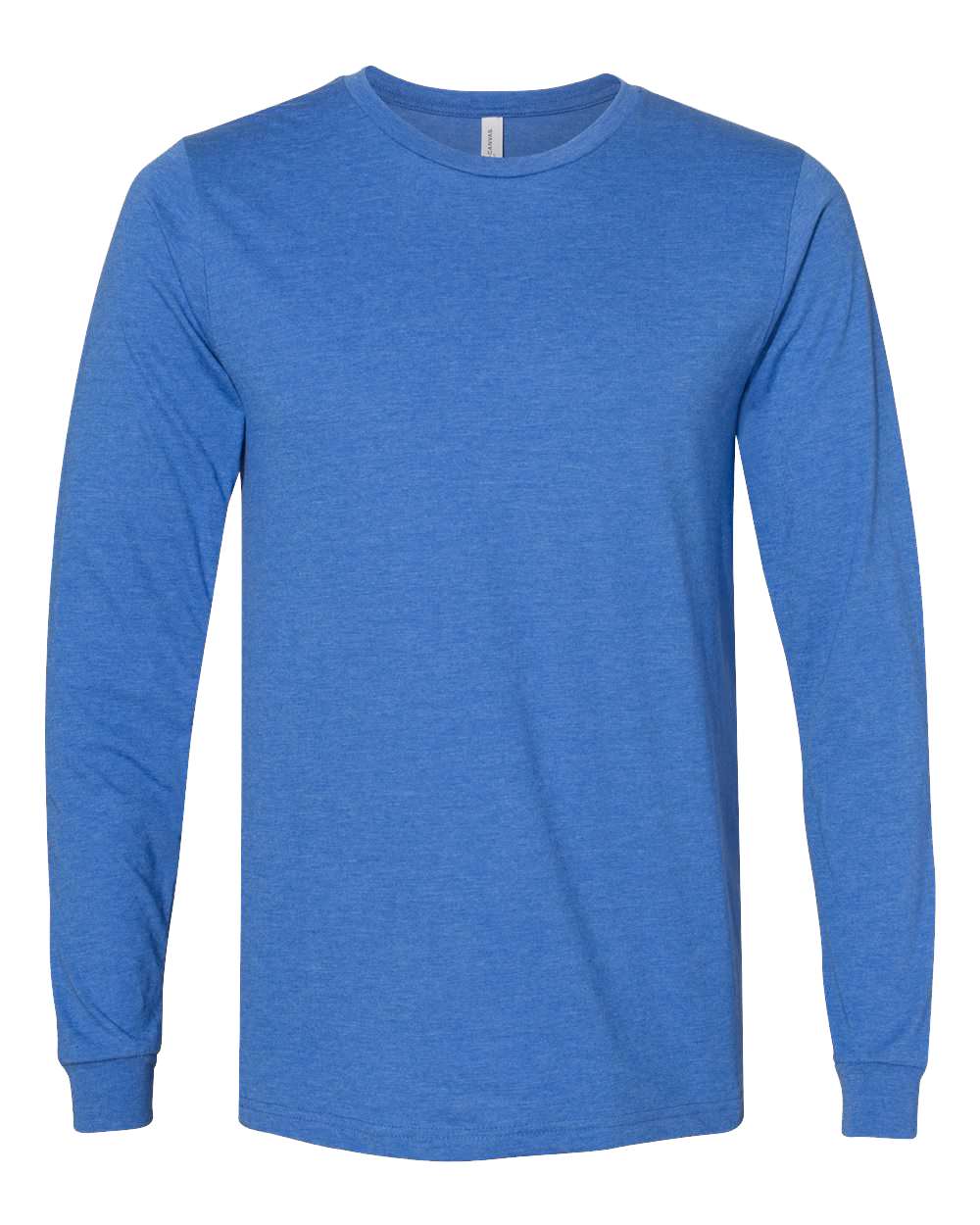 Heather CVC Long Sleeve Tee - Front - B02906762 - Heather True Royal