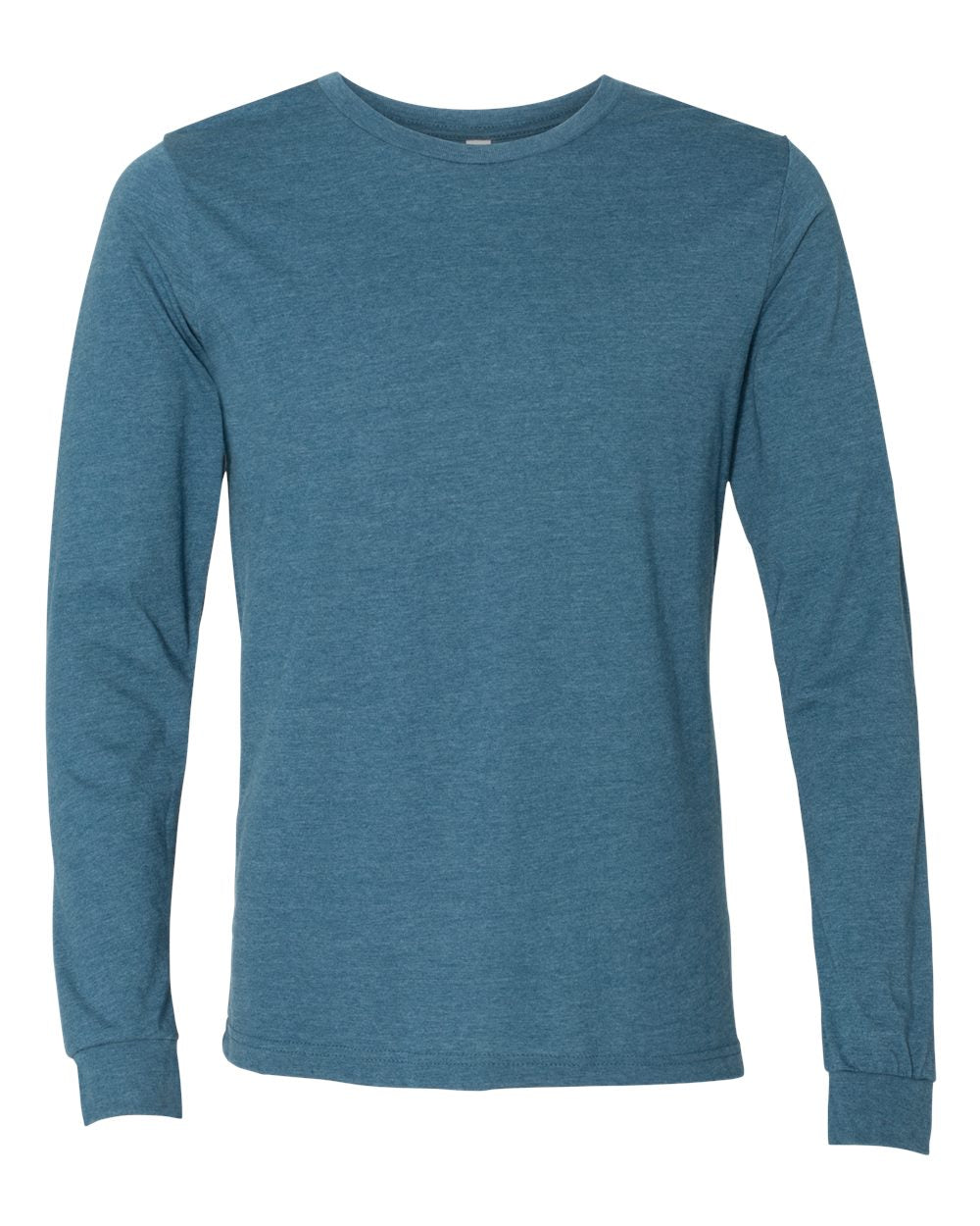 Heather CVC Long Sleeve Tee - Front - B02906772 - Heather Deep Teal