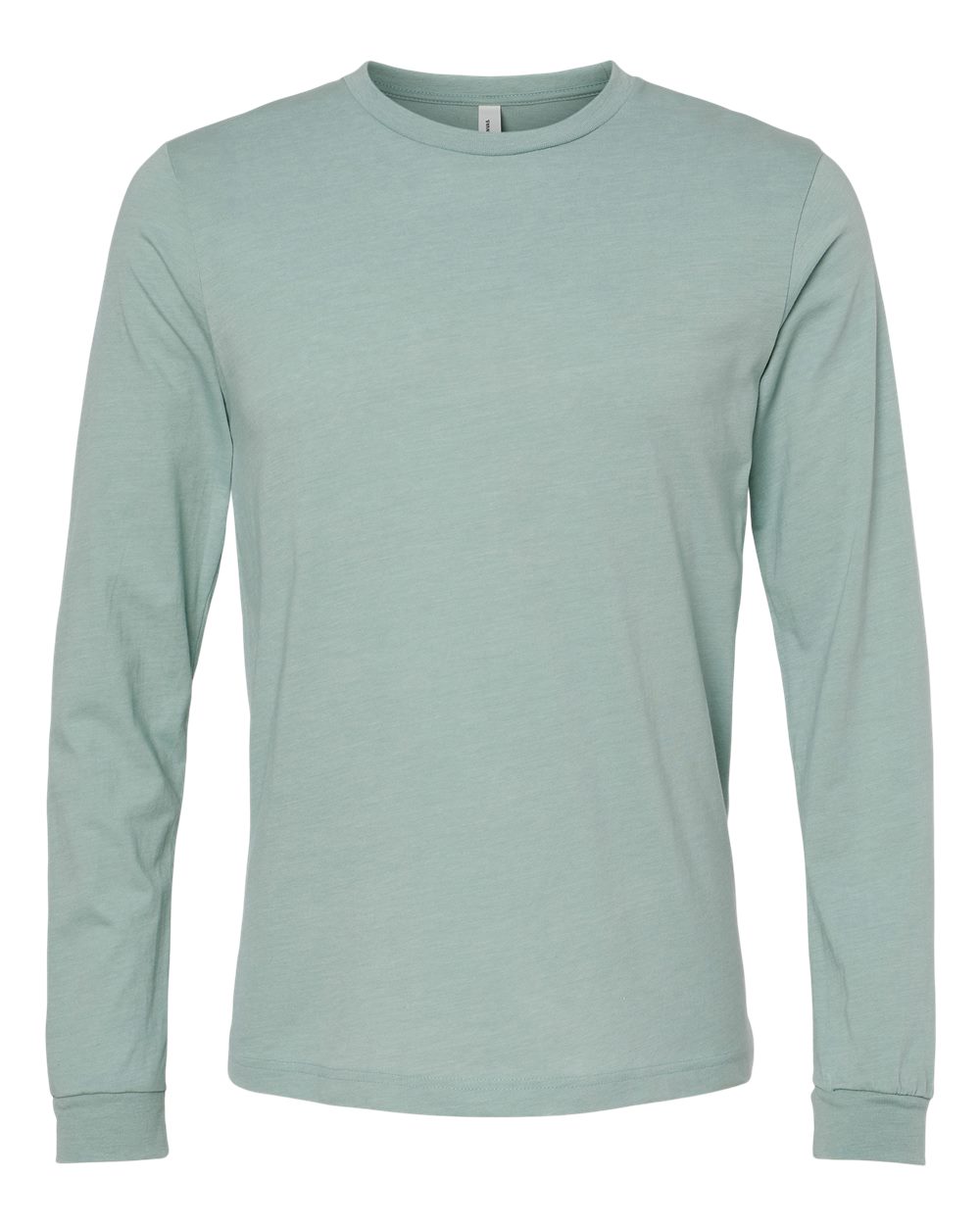 Heather CVC Long Sleeve Tee - Front - B02906972 - Heather Dusty Blue