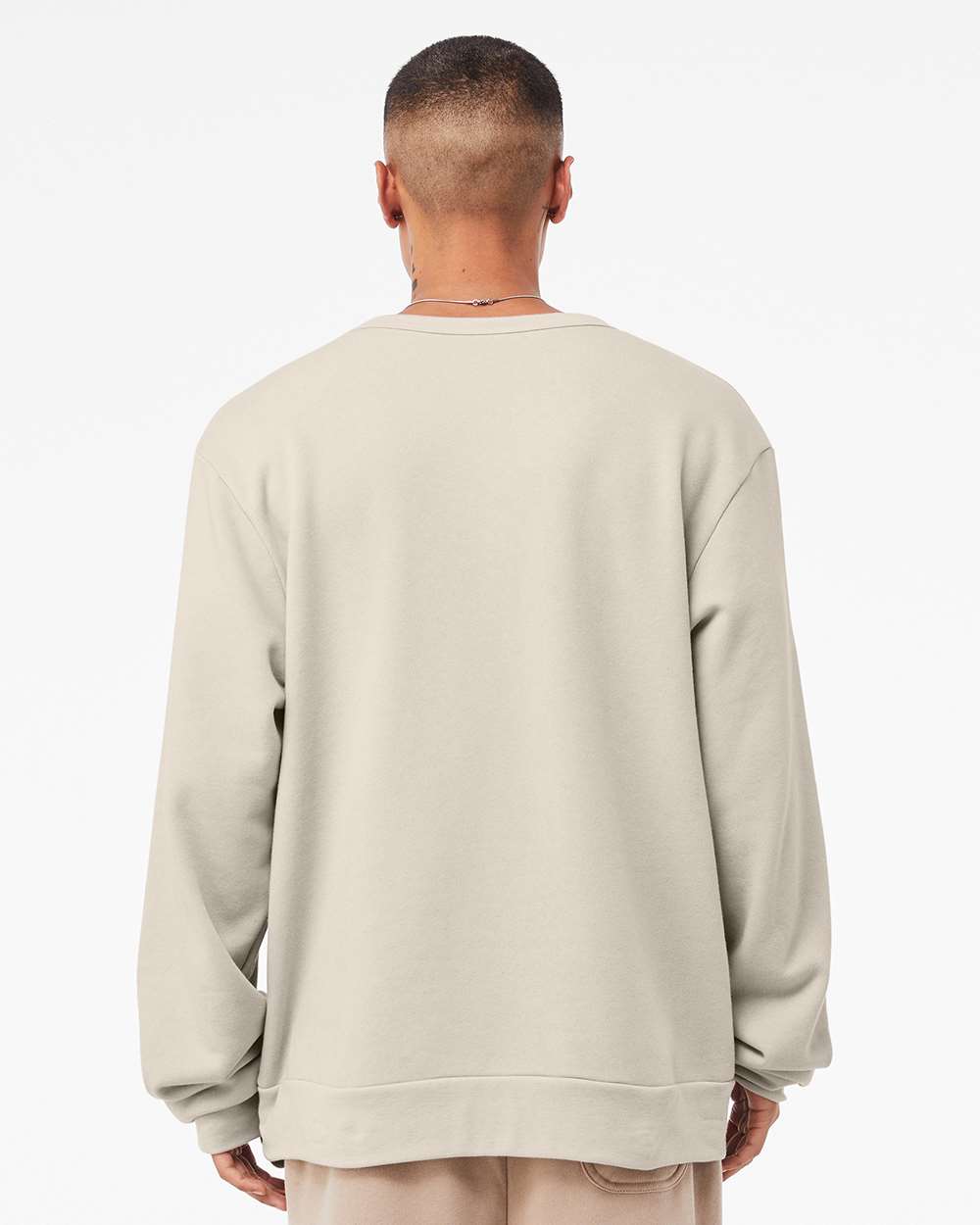 Unisex Sponge Fleece Classic Crewneck Sweatshirt - OnModelBack - B08006982 - Heather Dust