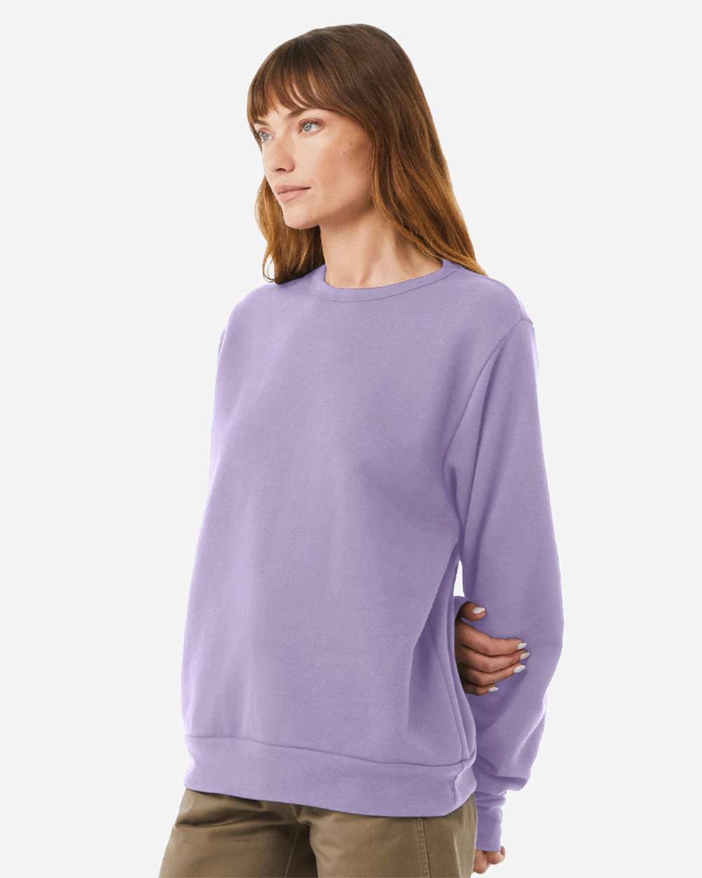 Unisex Sponge Fleece Classic Crewneck Sweatshirt - OnModelSide - B08006432 - Dark Lavender