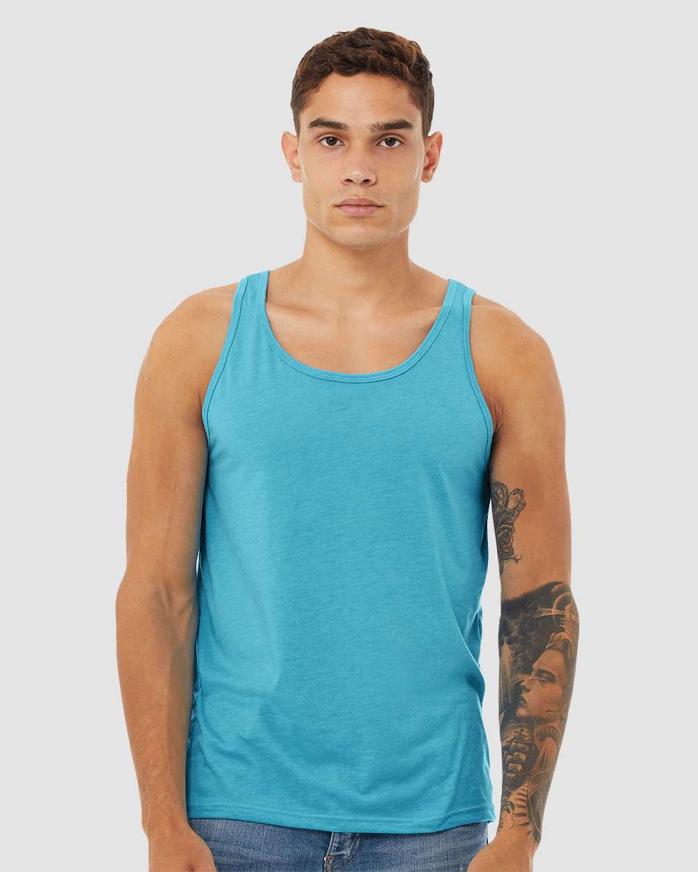 Unisex Triblend Tank - OnModelFront - B04206052 - Aqua Triblend