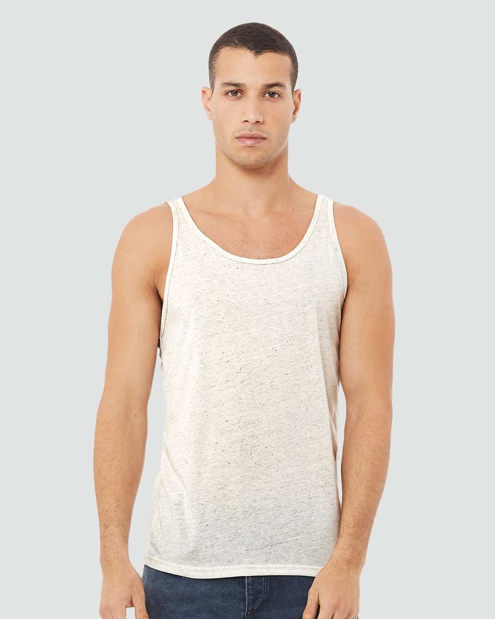 Unisex Triblend Tank - OnModelFront - B04206242 - Oatmeal Triblend
