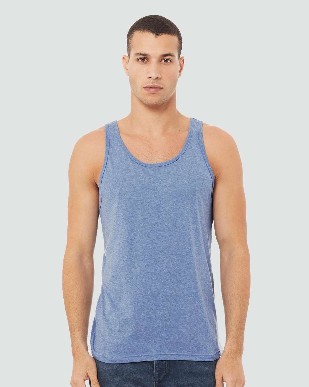Unisex Triblend Tank - OnModelFront - B04206252 - Blue Triblend